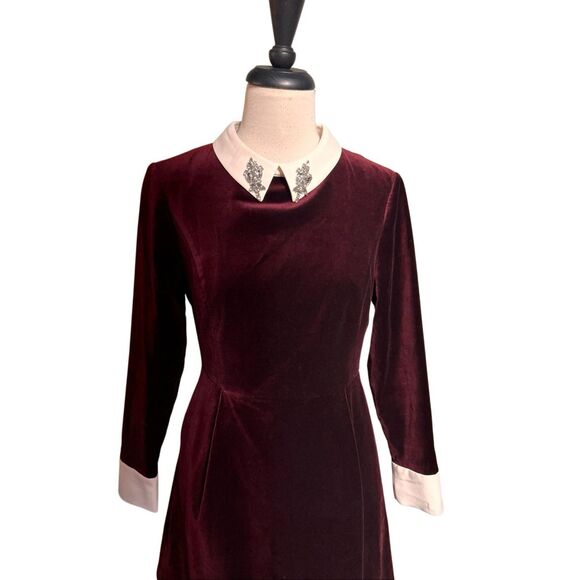 Ted Baker London Cheryl Velvet Collared Embellished Dress Size 2 - Picture 2 of 7